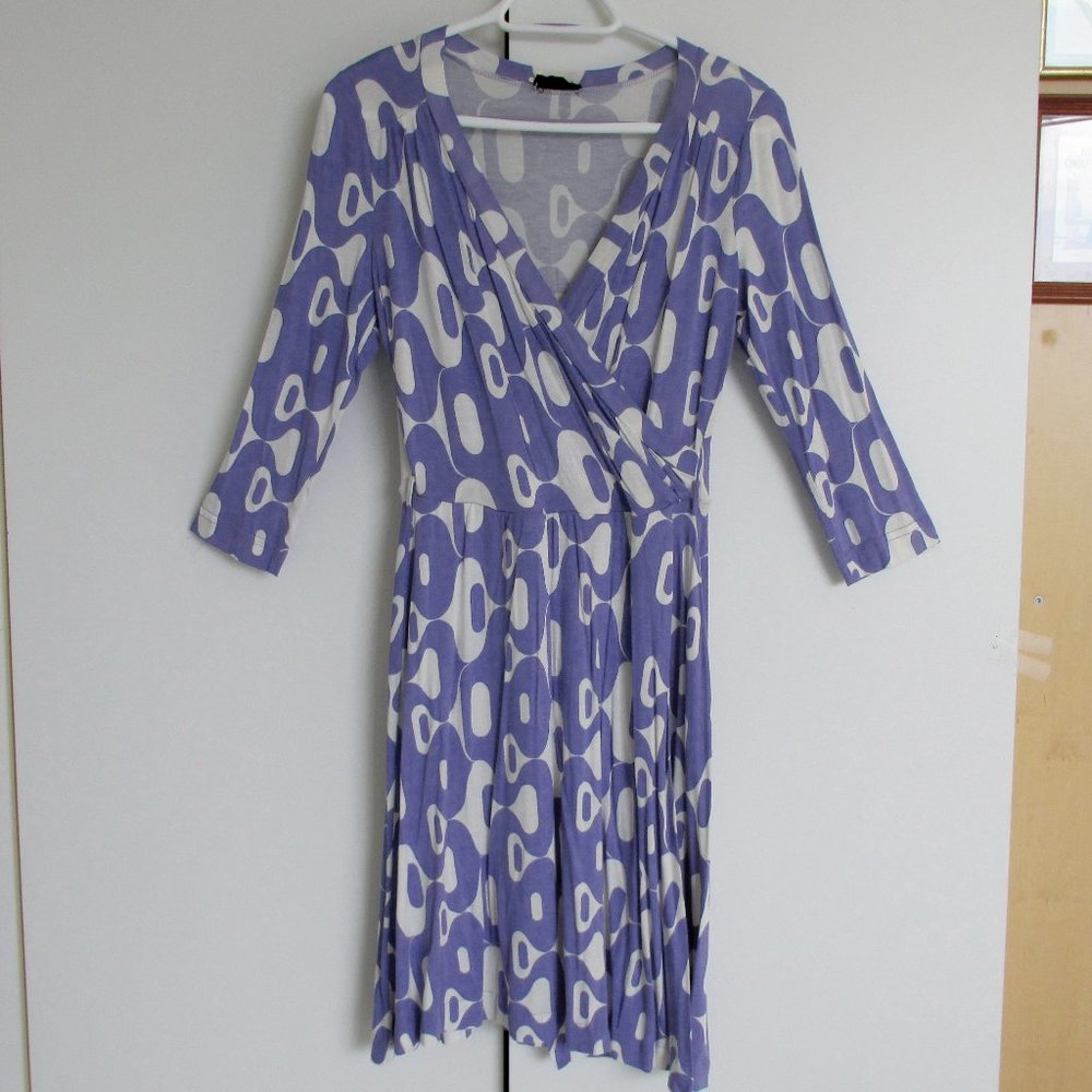 Sinequanone Cornflower Blue White Faux Wrap Dress